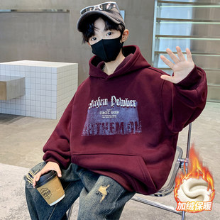 儿童装男童加绒卫衣秋冬款2026新款加厚男孩冬季一体中大童上衣潮