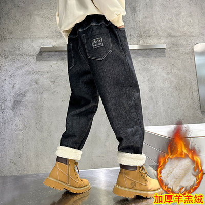 男童加绒裤子秋冬款2025新款一体冬季大儿童一条过冬加厚保暖棉裤