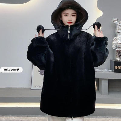 毛球大码风雪帽中长款皮毛一体