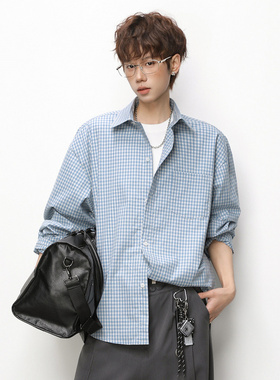 Anniehall official悟空有货東崛NOLOGO物空宋松宽松休闲格纹衬衣