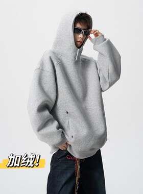 Anniehall official十九秋工作室西西里男装加绒重磅宽松连帽卫衣