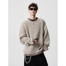 Anniehall official阿茶与阿古1807男装宽松大码慵懒风针织衫毛衣