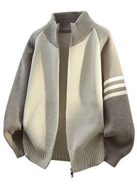 Anniehall official吕小虎文艺宅男店pd大人宽松立领开衫毛衣外套