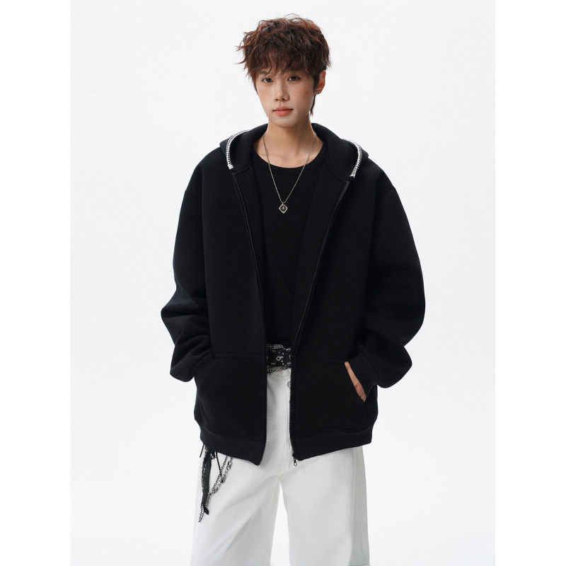 Anniehall official東崛NOLOGO几物男装设计400g休闲外套开衫卫衣