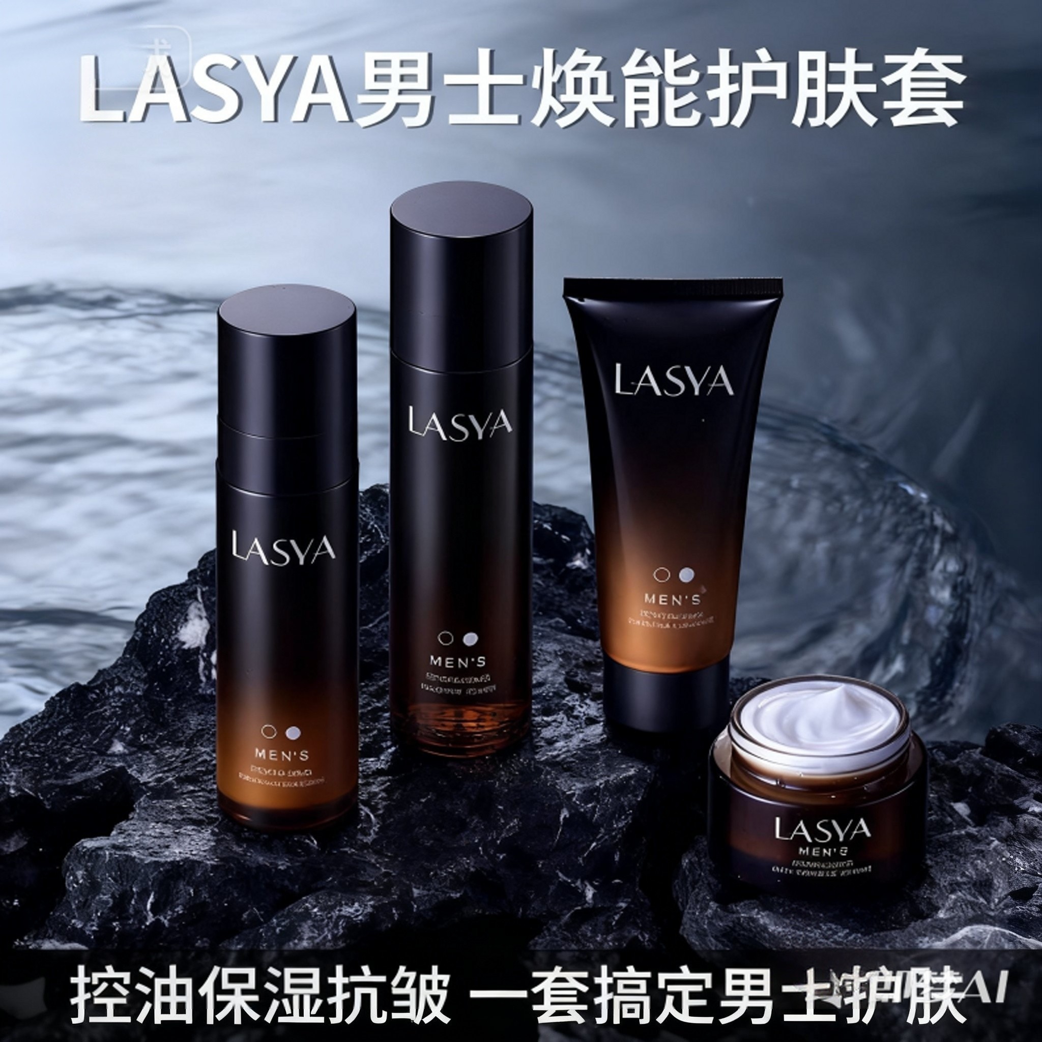 男士用护肤品控油抗皱四件套