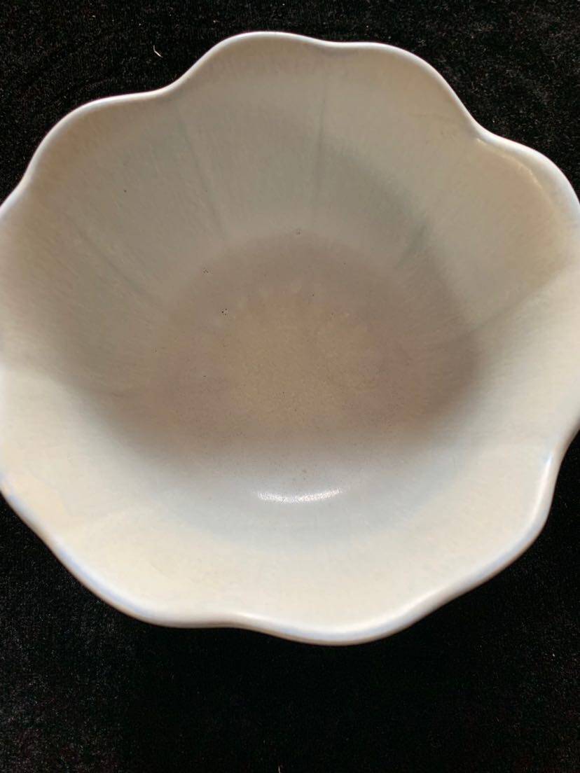 麻点绿花边碗墨池直径13高7.5厘米餐具茶具刀叉助手文房四宝微瑕