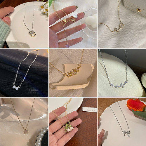 辣妹ins风蝴蝶结保色锁骨链