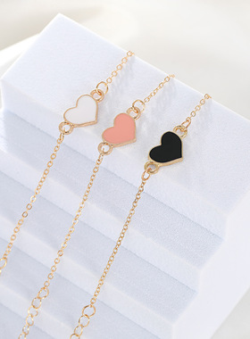 新款ins风小清新时尚气质创意桃心滴油手链韩式简约个性手腕手链