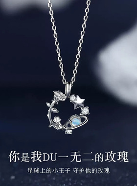 小王子玫瑰星球项链ins学生超仙百搭小众高级感闺蜜礼物锁骨链