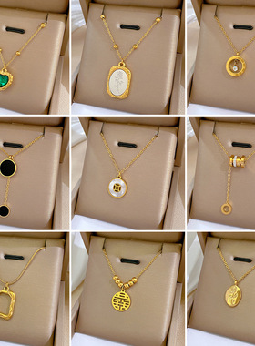 【通体钛钢】几何动物气质个性极简风炉内真金项链女ins锁骨链