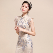 复古中国风刺绣走秀双襟日常改良连衣裙 年轻款 新式 气质旗袍女夏季