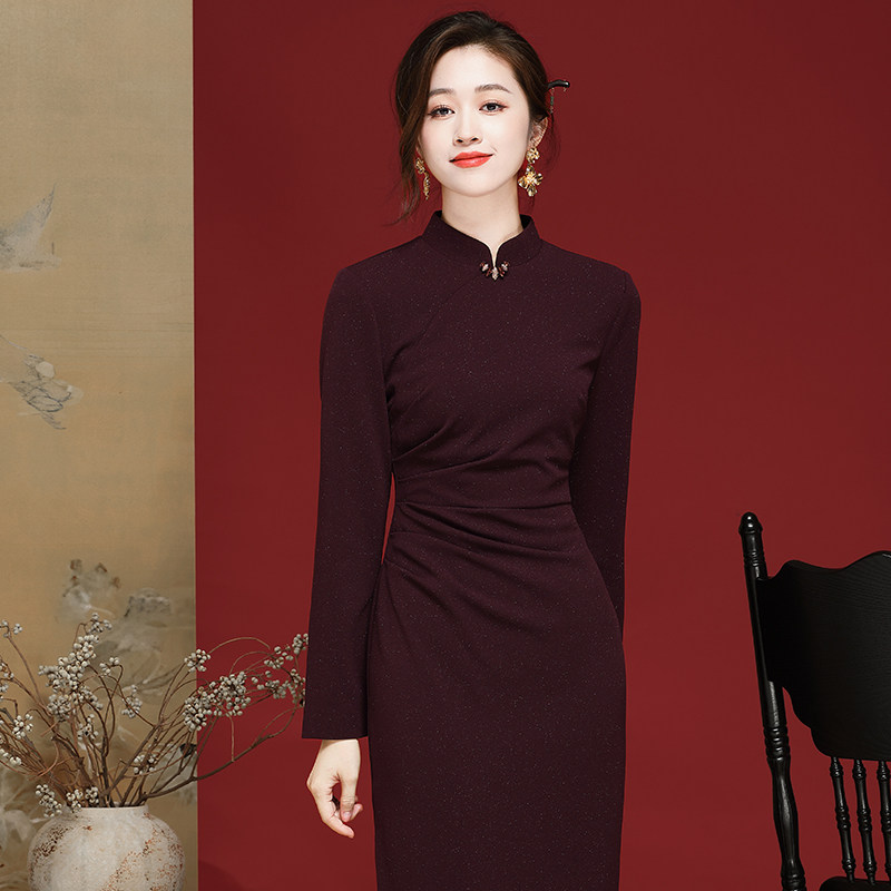 喜婆婆旗袍春季复古中国风弹性日常改良连衣裙