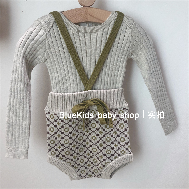 mabli男女婴幼儿提花连体背带裤