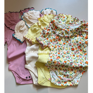 婴儿碎花包屁衣 夏季男女宝宝爬服 有机匹马棉连体衣短袖三角哈衣