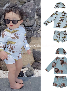 儿童泳衣男童 2025新款长袖防晒套装夏季宝宝分体游泳装沙滩泳裤