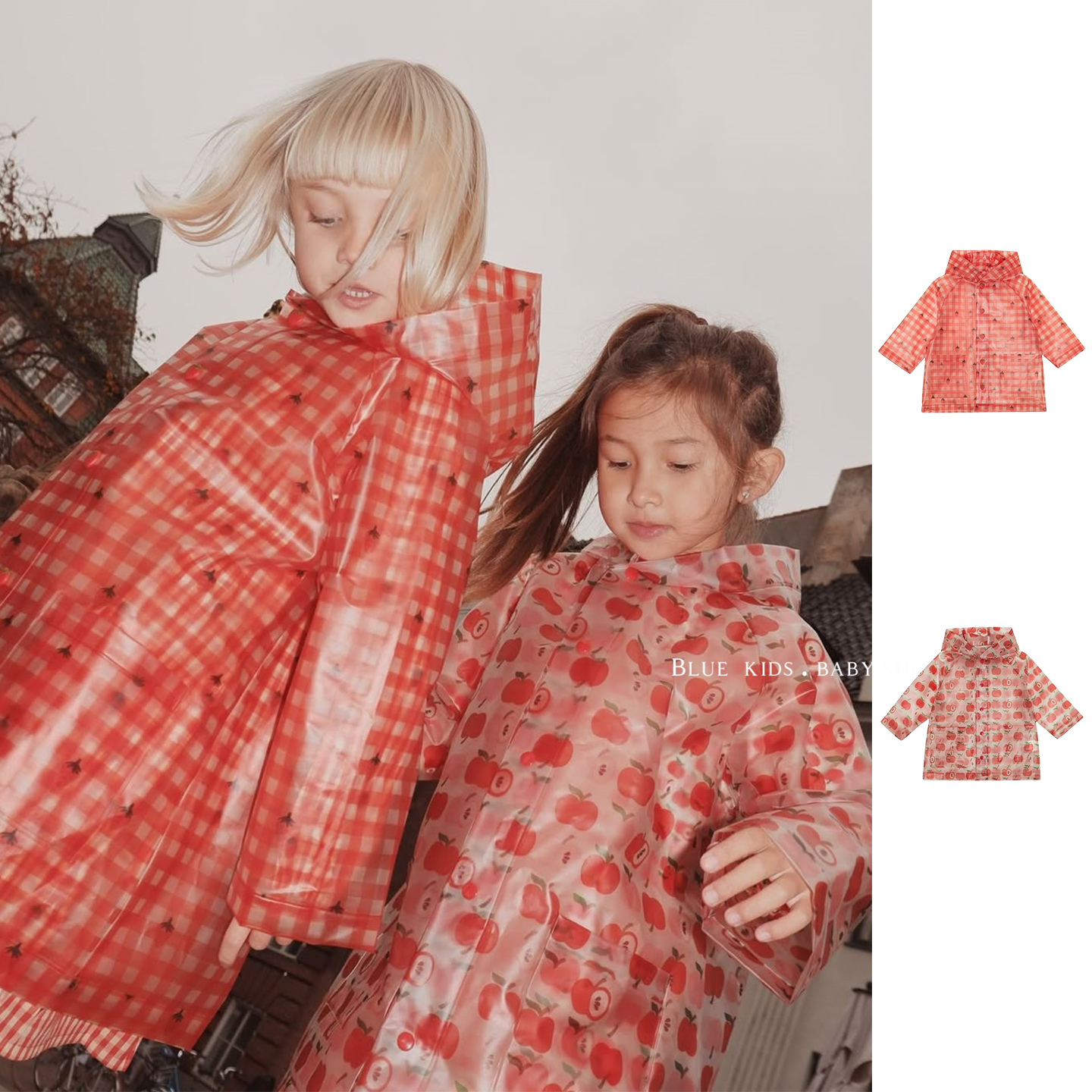 丹麦floess男女儿童透明宝宝雨衣