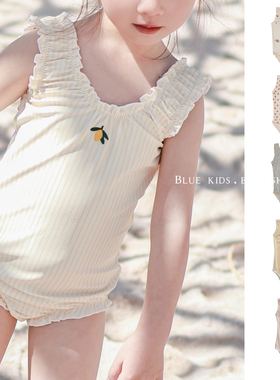 丹麦Konges新款女宝宝泳衣女童分体游泳衣可爱度假连体泳装防晒衣