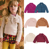 毛衣开衫 儿童复古蝴蝶领结针织衫 洋气女童外套 秋冬新款 ins爆款