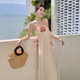 三亚海边度假吊带沙滩裙白色拍照海岛绝美海滩连衣裙旅游裙子女装