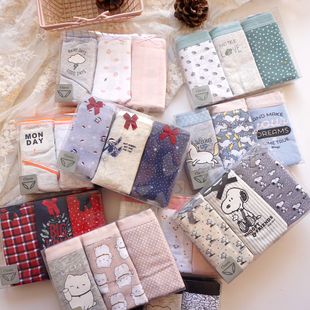 西班牙O家少女可爱学生纯棉裤头女士盒装低腰无痕透气三角内裤女