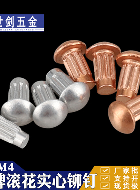 半圆头铝标牌紫铜铆钉GB827滚花铭牌铆钉扁头圆头商标M2M2.5M3M4