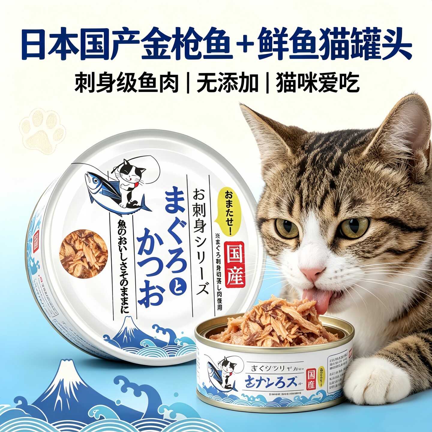 日本三洋的传说金枪鱼鲣鱼刺身生鱼片鲜鱼猫罐头猫零食补水湿粮