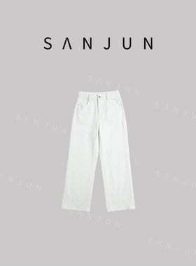 SANJUN【夙兴夜】新款百搭高腰窄版夏季直筒牛仔裤 LC0112