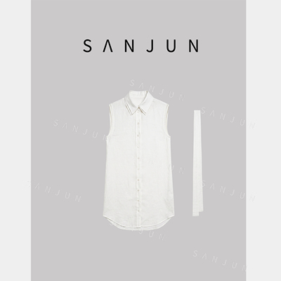 SANJUN【清荷漫香】夏季小众真两件衬衫裙（带腰带）  LW61X267
