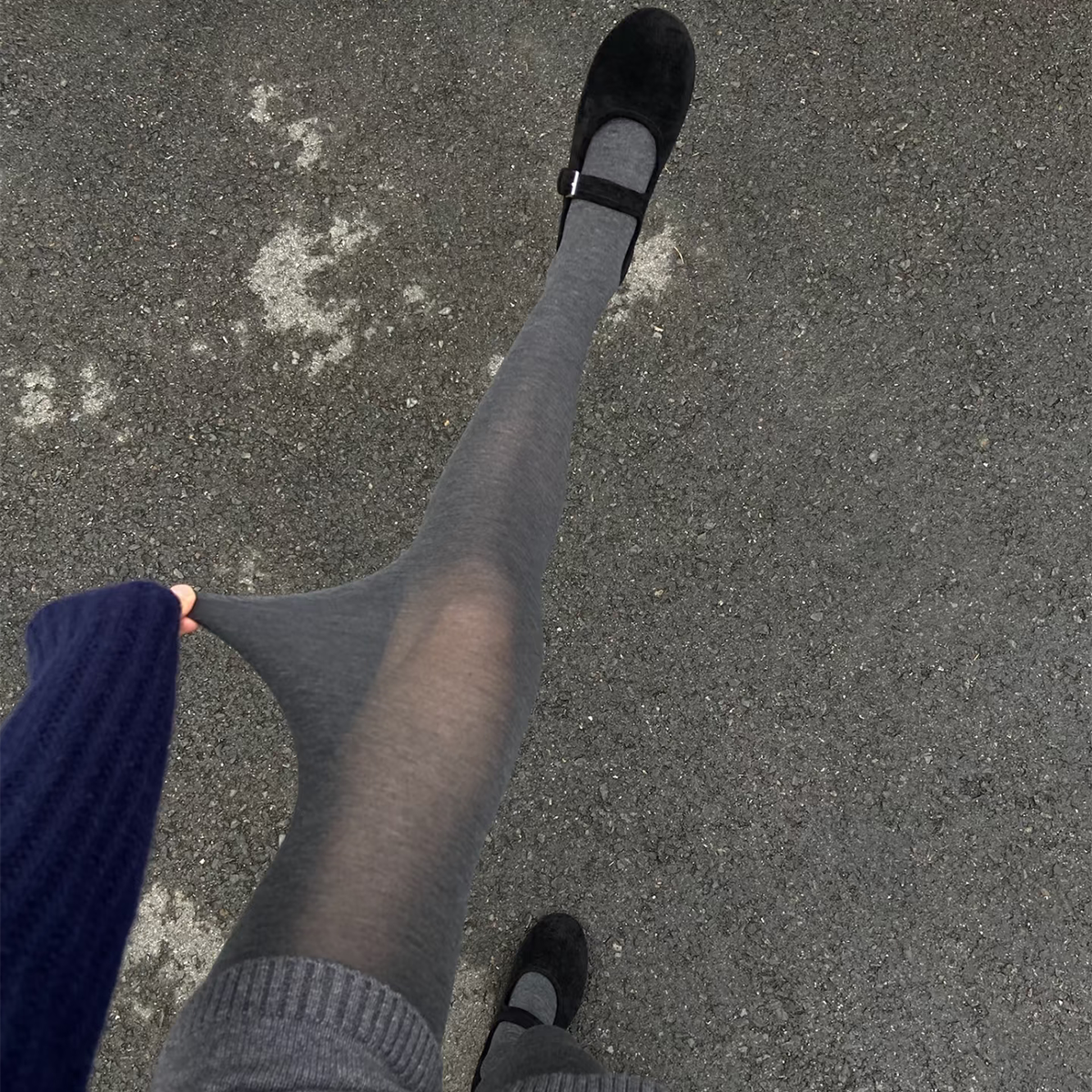 【叶小欧】羊毛深灰色微透连裤袜搭靴子秋冬Gao级感ins打底袜子女