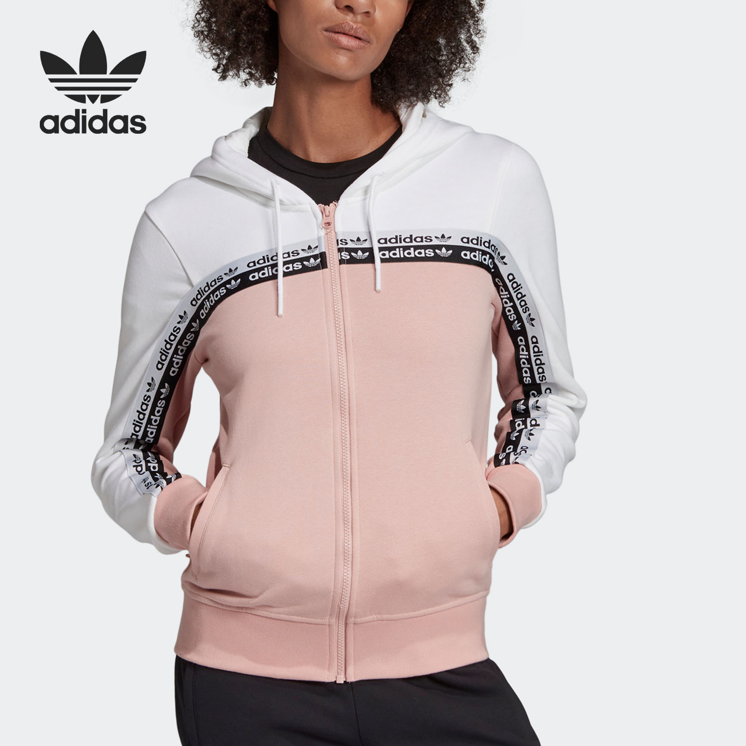 阿迪达斯女子连帽休闲运动外套