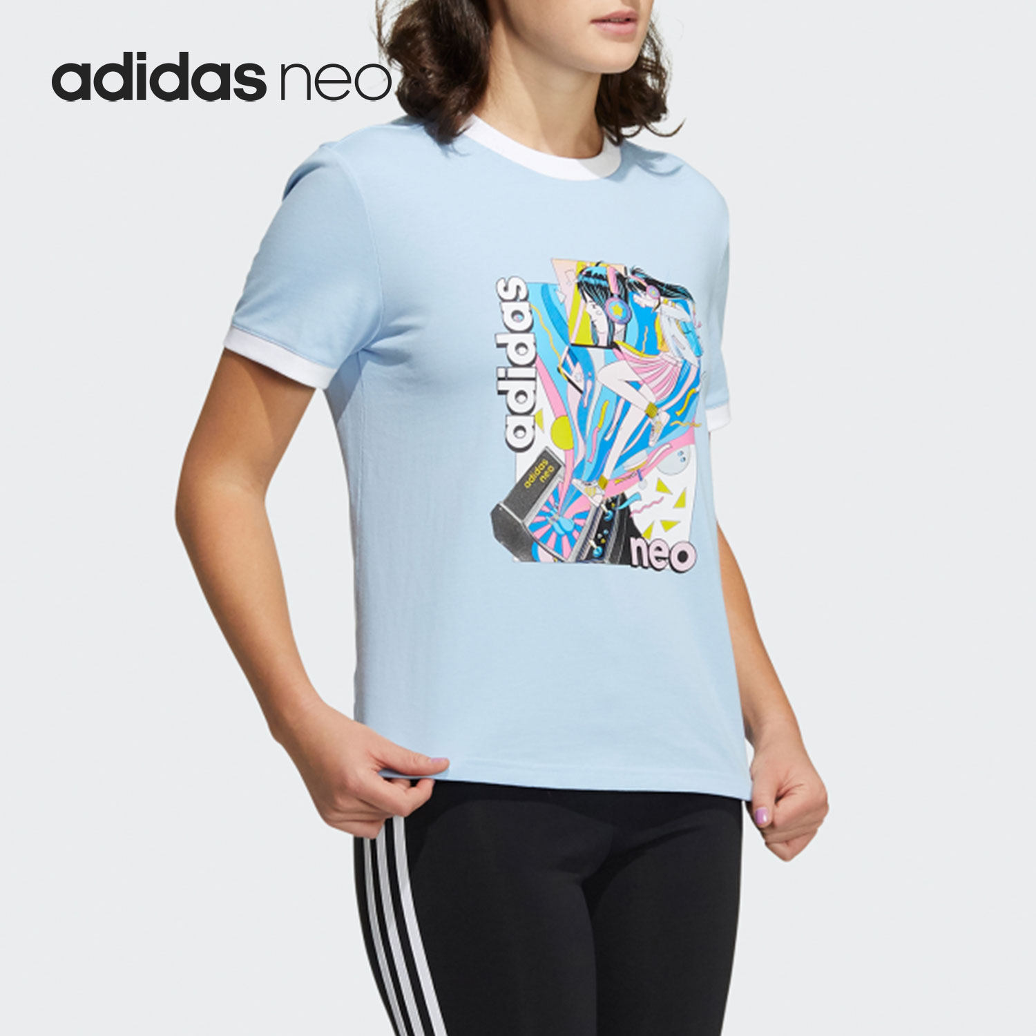 Adidas/阿迪达斯正品neo夏季新款女子透气运动休闲短袖T恤 HF7264