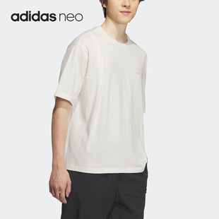 休闲运动圆领短袖 26夏男女同款 T恤IK6083 阿迪达斯正品 Adidas