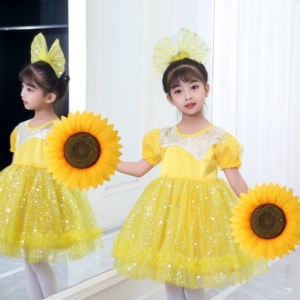 六一儿童演出服蓬蓬纱裙幼儿园现代舞蹈表演服女孩公主裙亮片可爱
