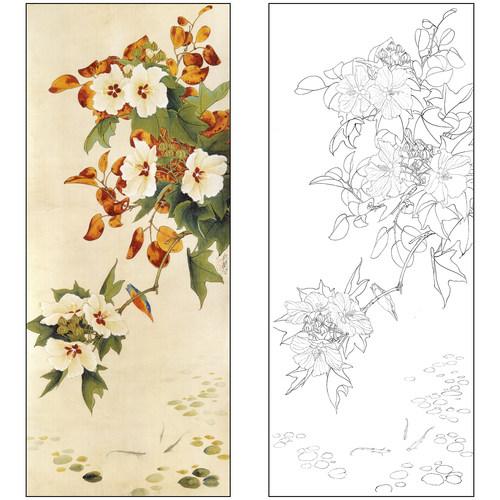 芙蓉翠鸟工笔画白描底稿国画花鸟于非闇实物打印宣纸临摹勾线YF10 - 封面
