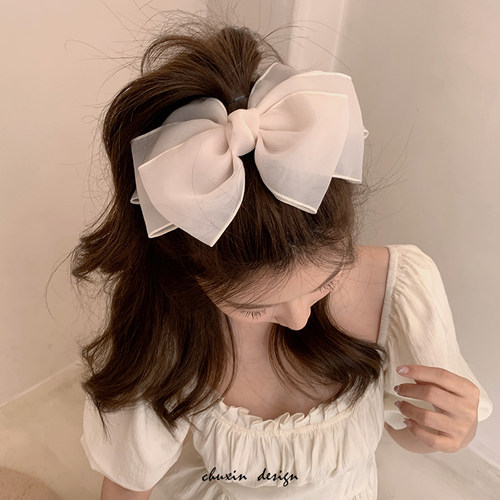 初心cx顶夹欧根纱日韩蝴蝶结发夹