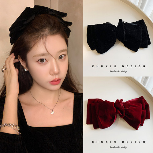初心cx顶夹丝绒超大蝴蝶结发夹