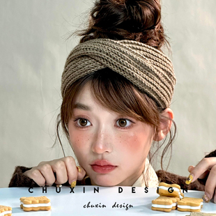 韩系经典毛线宽边发带秋冬保暖针织护额头头箍运动洗脸束发带头饰