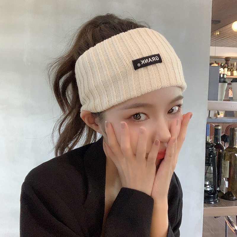 秋冬纯色针织超宽字母休闲发带