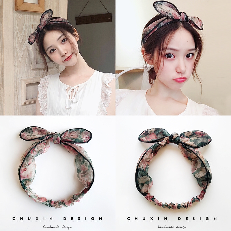 欧根纱打结百搭兔耳朵森女系发带