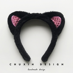 小s同款猫耳朵超萌宽边甜美发箍兔耳朵发卡洗脸发饰头箍刘海发夹