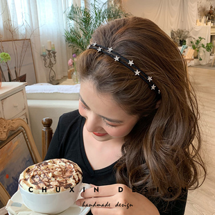 韩国进口星星细边压发发箍网红少女清新百搭外出防滑头箍头饰超仙