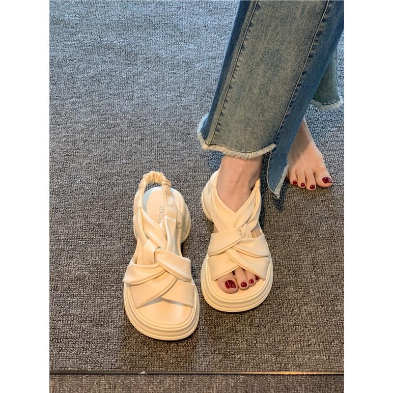 绝美凉鞋高跟厚底女款松糕凉拖鞋夏季外穿配裙子精致超火仙女沙滩