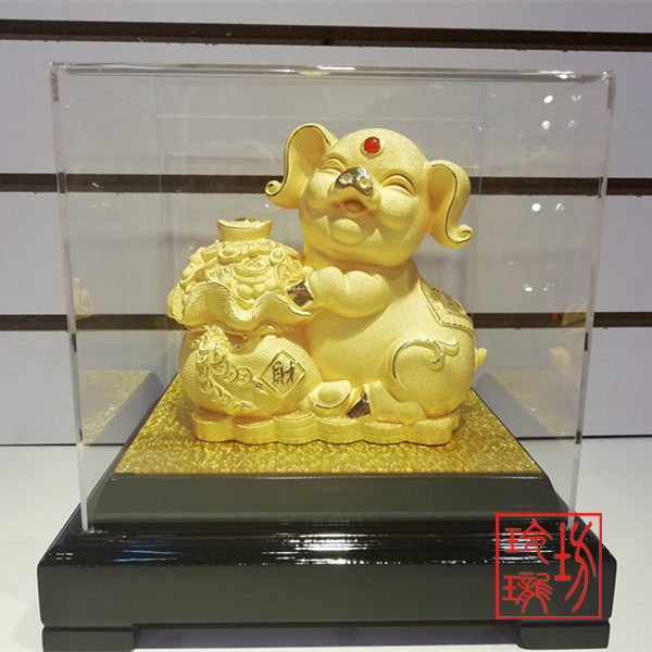 绒沙金 黄金摆件 开业庆典 聚财猪 百财百福 聚财金猪 发财猪