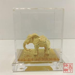 绒沙金黄金摆件家居商务礼品吉祥平安大象工艺品金象金银动物送礼