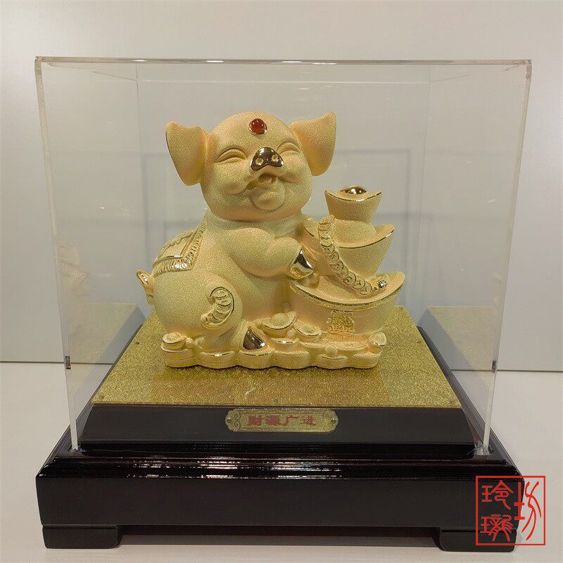 绒沙金黄金摆件百财百福步步高升发财猪金猪摆放金银客厅动物送礼