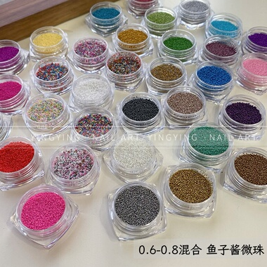 颖颖美甲迷你彩色鱼子酱珠子 精灵微珠圆形立体珠美甲点缀素材