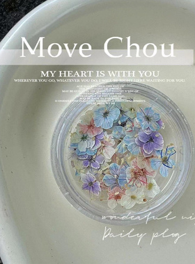 颖颖美甲莫奈美甲干花ins日式配色油画小花花瓣混合指甲碎花饰品