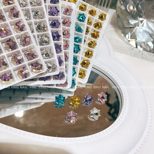 颖颖NAIL新品美甲精品高品质东洲雪花钻8*8mm尖底异型钻施家同款