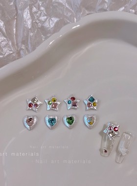 颖颖新品美甲异型珍珠定制镶嵌锆石爱心钻巴洛克公主星星指甲装饰