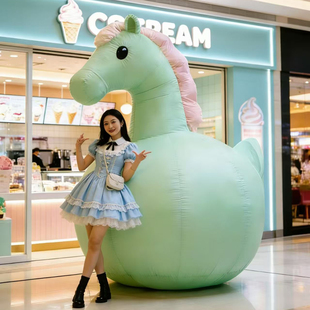 网红定制马年拍马屁气模充气发光大型道具毛绒气模商场美陈马屁股